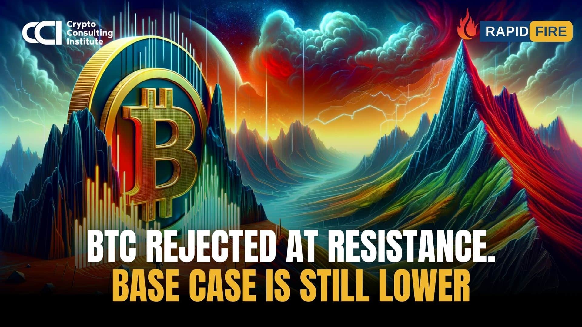 BTC rejected at resistance. Base case is still lower